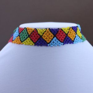 Traditional Romanian Multicolor Necklace Seedbeaded - Stretchable - New